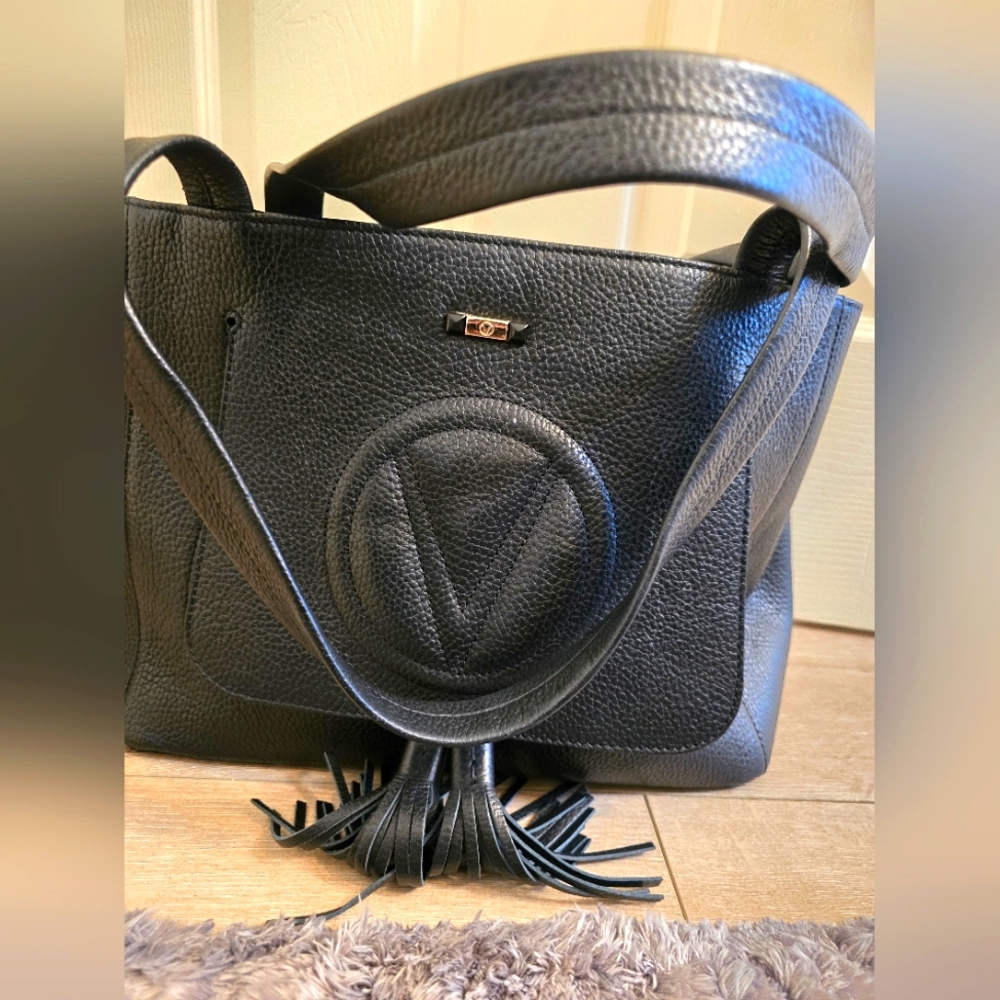 Valentino Black Leather Tote Bag Slightly Used